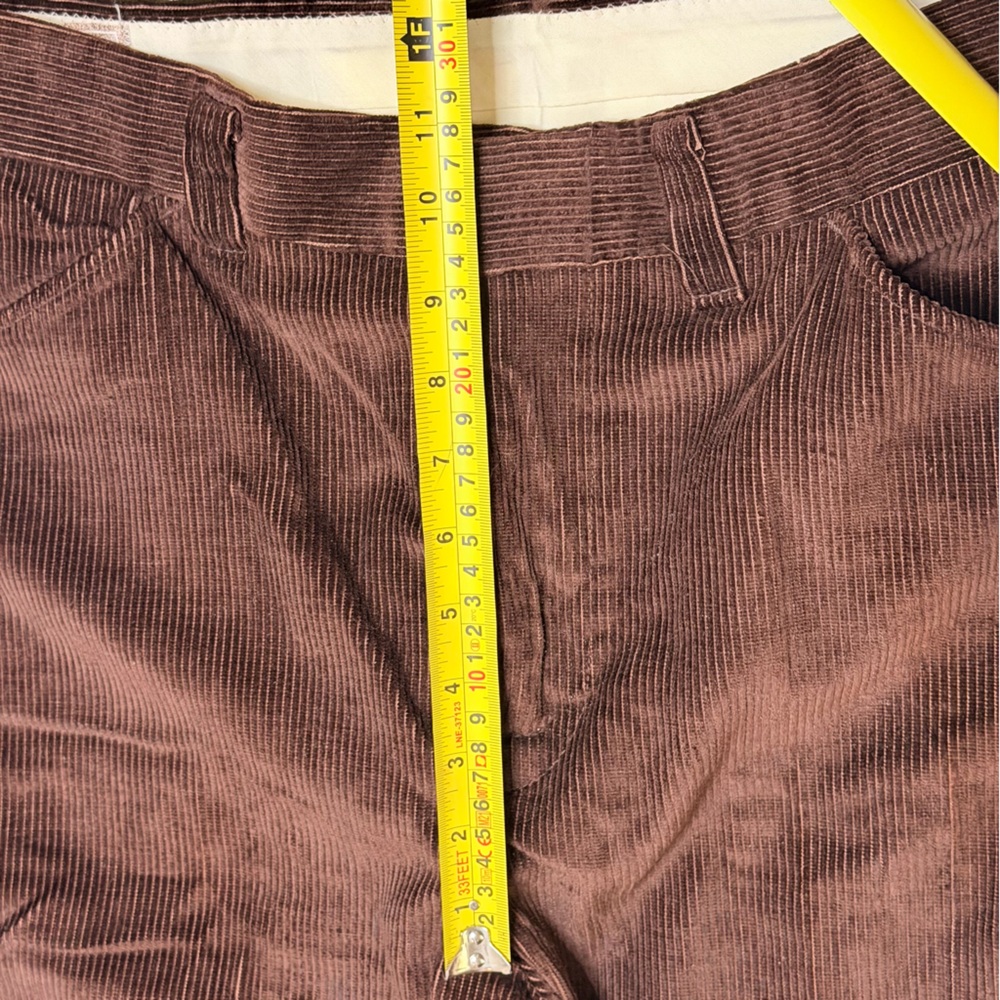 Vintage 1970s Brown Corduroy Pants Straight Leg Scovill Zipper Size 34x30 - Picture 10 of 14